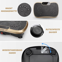 Dripex Vibrationsplatte, 3D Trainingsgerät mit 99 Vibrationsstufen, 5 Trainingsprogramme, Bluetooth Lautsprecher, Trainingsbänder