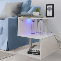 YOLEO Beistelltisch, Sofatisch Nachttisch mit LED Couchtisch Betttisch für Wohnzimmer, Schlafzimmer, Flur, Büro 52x44x38 cm