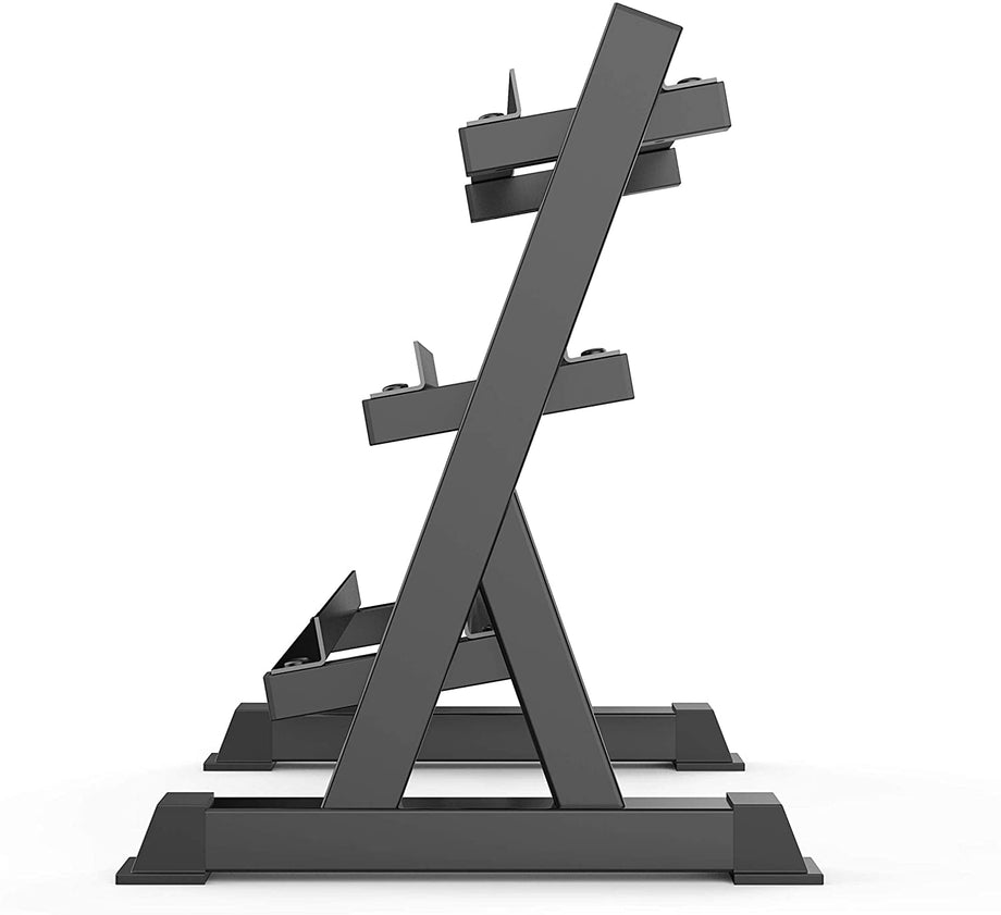 Dripex Kurzhantelständer Kurzhantelablage, Dumbbell Rack 3 Regale, Hantellagerung 90 x 50 x 93cm für Kurzhanteln Aller Gewichte, angewinkelten Ablagebleche, Belastbarkeit 300kg