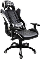 YOLEO Gaming Stuhl, bequemer Gaming Sessel 150 kg Belastbarkeit, Kunstleder PC Stuhl drehbar höhenverstellbar Gaming Chair mit Kopfstütze (weiß-schwarz)
