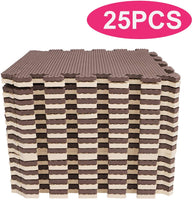 YOLEO Puzzlematte Kinderspielteppich Spielmatte Spielteppich Schaumstoffmatte Kinderteppich Schutzmatten Bodenschutzmatten Unterlegmatten Fitnessmatte 32x32 cm (Beige-Braun 25 Stücke)
