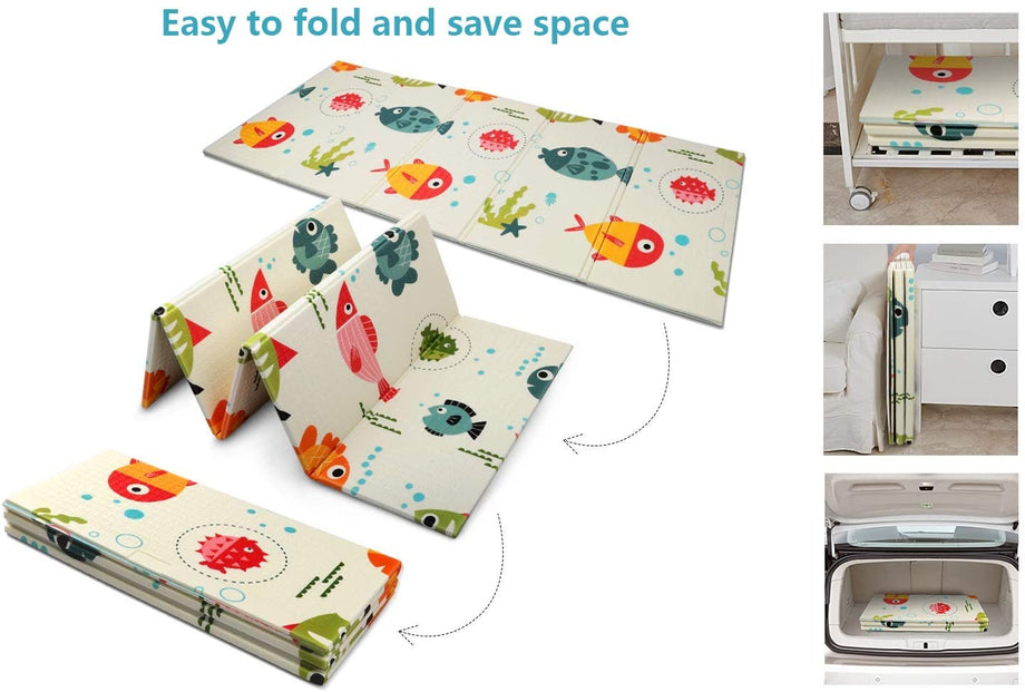 Baby Spielteppich Kinder Spielmatte Beidseitige Krabbelmatte Krabbeldecke Spieldecke 200 x 180 cm Doppelseiten spielbar gym yoga matte