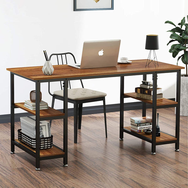 YOLEO Schreibtisch Computertisch Bürotisch Eckschreibtisch Gaming Tisch PC mit Regalfächer Schwarz 120 x 48 x 76CM