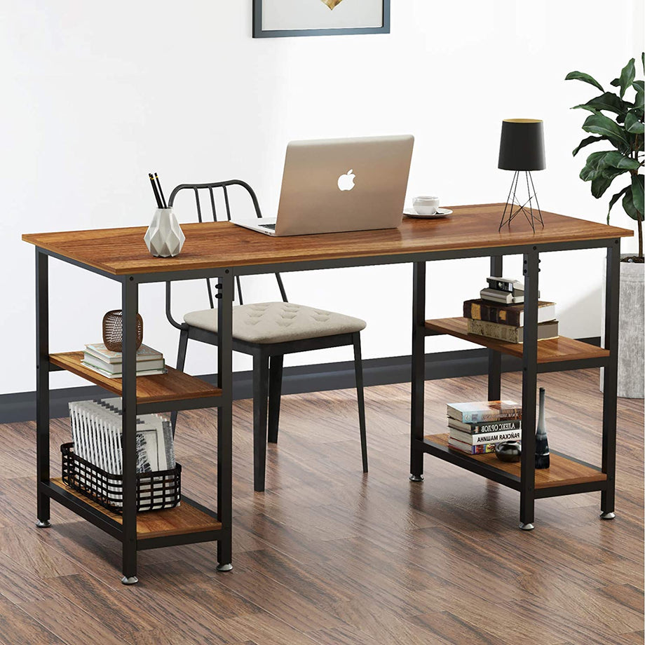 YOLEO Schreibtisch Computertisch Bürotisch Eckschreibtisch Gaming Tisch PC mit Regalfächer Schwarz 120 x 48 x 76CM