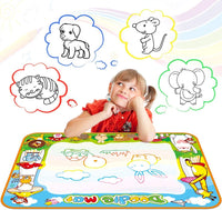 OUNUO Water Doodle Matte 100 x 70 cm magiczna mata malarska woda, z 1 wałkiem malarskim, 4 formami do rysowania, 4 pisakami, 3 stemplami, 2 gąbkami, 1 książka z obrazkami, mata do rysowania wody, mata do malowania