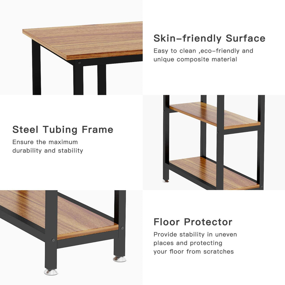 YOLEO Schreibtisch Computertisch Bürotisch Eckschreibtisch Gaming Tisch PC mit Regalfächer Schwarz 120 x 48 x 76CM