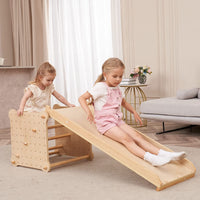 Dripex 6 IN 1 Kletterwürfel aus Holz Indoor/Outdoor Klettergerüst, mit Rutsche kombinierbar für Kleinkinder ab 12 Monaten, belastbar 60kg