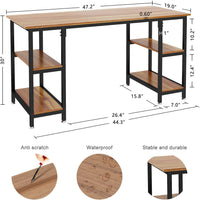 YOLEO Schreibtisch Computertisch Bürotisch Eckschreibtisch Gaming Tisch PC mit Regalfächer Schwarz 120 x 48 x 76CM