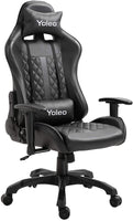 YOLEO Gaming Stuhl, bequemer Gaming Sessel 150 kg Belastbarkeit, Kunstleder PC Stuhl drehbar höhenverstellbar Gaming Chair mit Kopfstütze (weiß-schwarz)