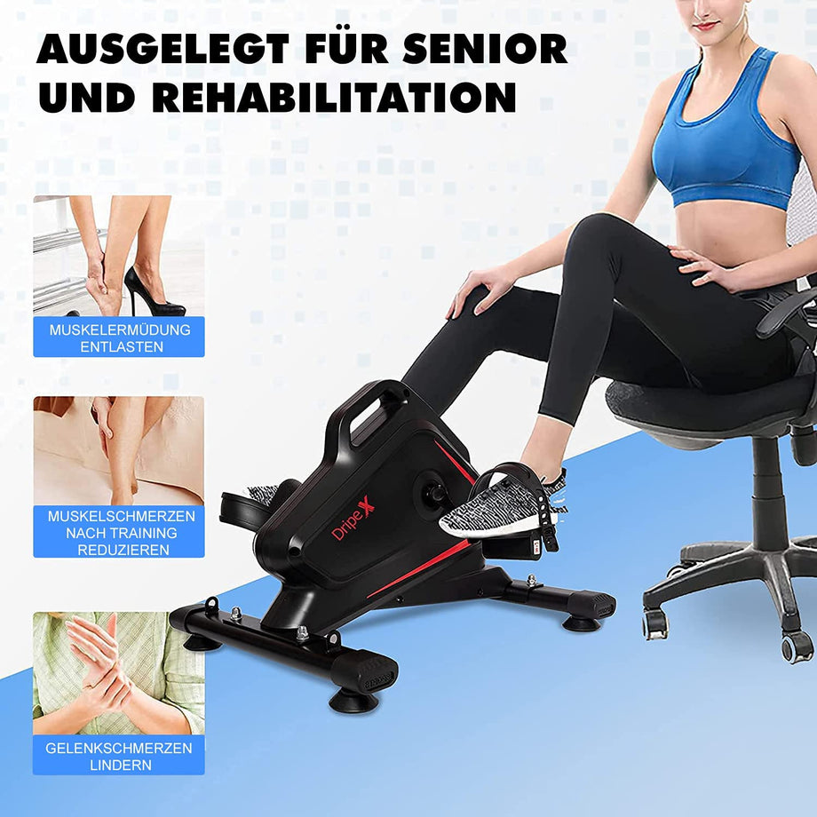 Dripex Minibike Heimtrainer, Mini-Fitnessbike mit einstellbarem magnetischem Widerstand, Arm-und Beintrainer für Senioren，Mini-Fahrrad mit LCD-Monitor, Pedaltrainer zuhause und im Büro