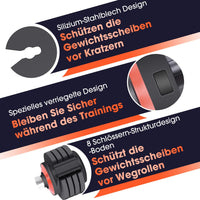 Dripex Hantelset Kurzhanteln Verstellbar 30LB/15KG 2er Set Professionell Dumbbell für Frauen Kinder, Schweißresistent Kurzhantelstange, 5 Gewichte Gleiten-Tech Verstellbar Hanteln für Krafttraining
