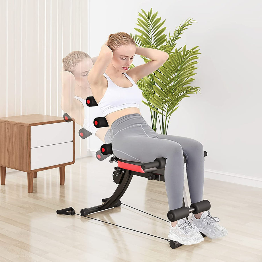 Dripex Bauchtrainer, Crunches Trainer, Rumpfbeugen Bank, Ganzkörper Trainingsgerät, Familienkleine Fitnessgeräte, geeignet für Bauch-, Bein- und Armübungen