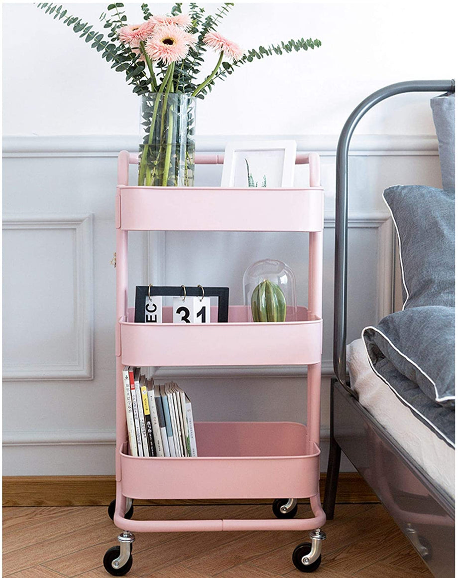 Dripex Rollwagen Küchen Organizer 3-stöckiger Servierwagen Küchenwagen Storage Trolley Cart Küchenregal Allzweckwagen Allzweckregal