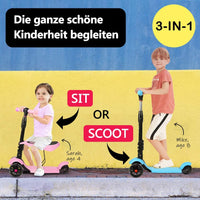 YOLEO 3-in-1 Kinder Roller Scooter mit Abnehmbarem Sitz