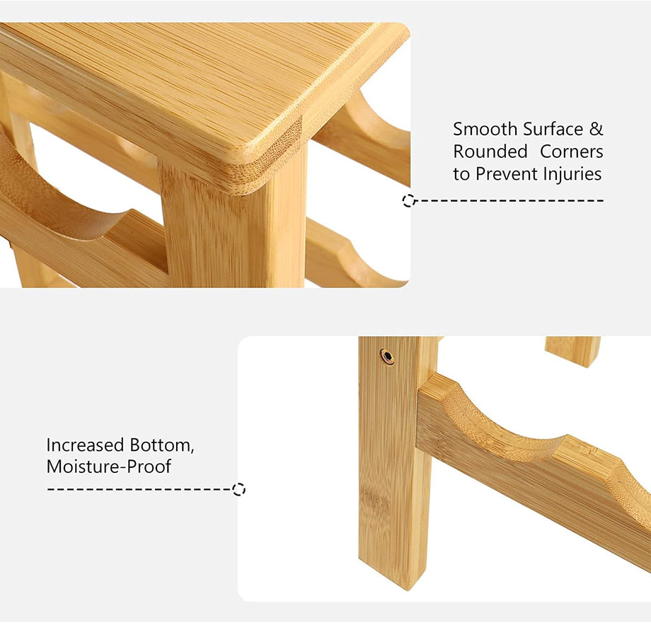 Dripex Weinregal Bambus Weinflaschenregal 7 Ebenen Flaschenregal für Keller Küche 27 Flaschen 0,75 und 1 Liter 94 x 29 x 47CM