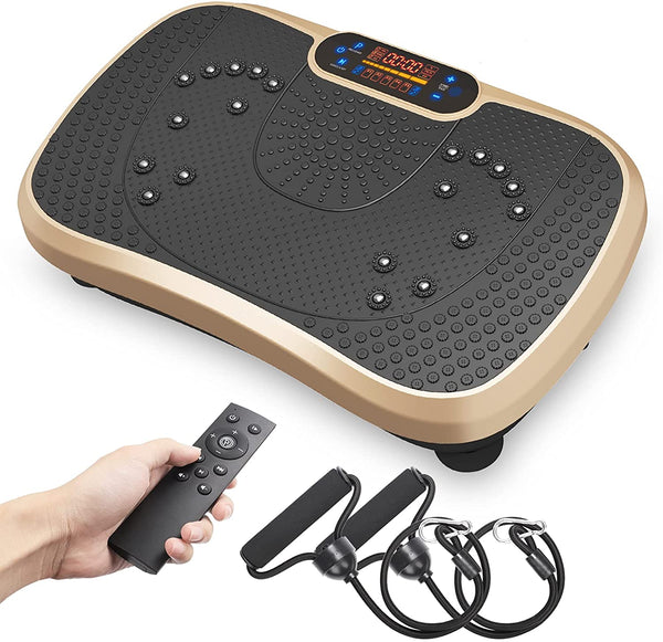 Dripex Vibrationsplatte, 3D Trainingsgerät mit 99 Vibrationsstufen, 5 Trainingsprogramme, Bluetooth Lautsprecher, Trainingsbänder