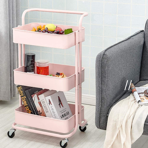 Dripex Rollwagen Küchen Organizer 3-stöckiger Servierwagen Küchenwagen Storage Trolley Cart Küchenregal Allzweckwagen Allzweckregal