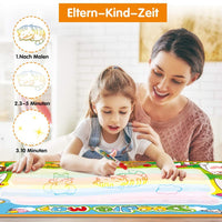 OUNUO Water Doodle Matte 100 x 70 cm magiczna mata malarska woda, z 1 wałkiem malarskim, 4 formami do rysowania, 4 pisakami, 3 stemplami, 2 gąbkami, 1 książka z obrazkami, mata do rysowania wody, mata do malowania