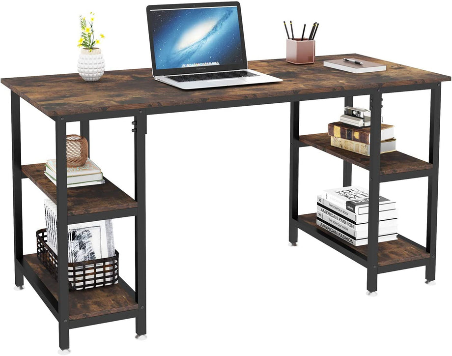 YOLEO Schreibtisch Computertisch Bürotisch Eckschreibtisch Gaming Tisch PC mit Regalfächer Schwarz 120 x 48 x 76CM