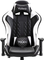 YOLEO Gaming Stuhl, bequemer Gaming Sessel 150 kg Belastbarkeit, Kunstleder PC Stuhl drehbar höhenverstellbar Gaming Chair mit Kopfstütze (weiß-schwarz)