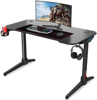Dripex Gaming Tisch 113 cm Gaming Schreibtisch Gaming Computertisch PC Schreibtisch Gamer mit Getränkehalter und Kopfhörerhalter Schwarz