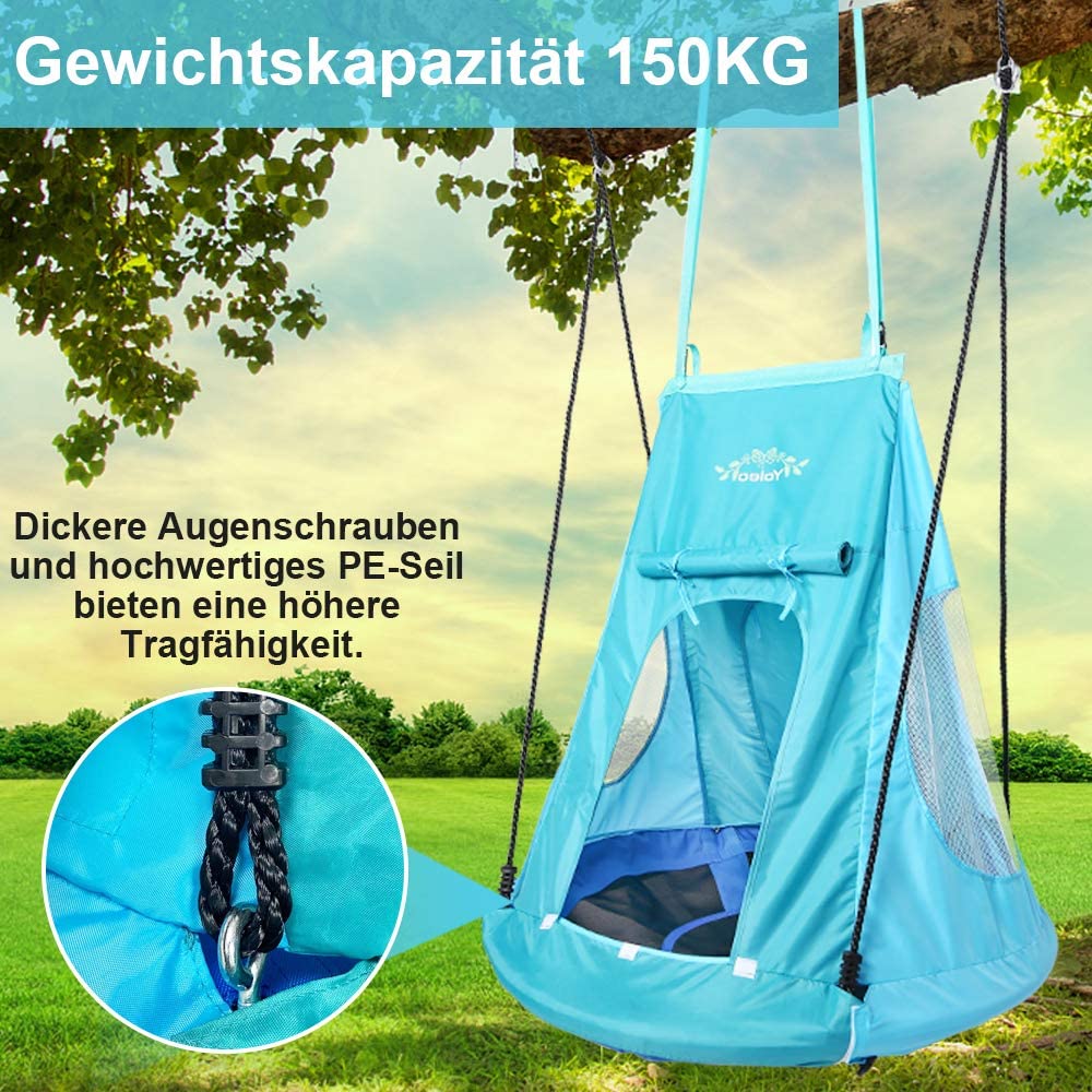 nestschaukel mit zelt YOLEO 100cm Nestschaukel mit Zelt, Tellerschaukel belastbar 150kg – Dripex -DE