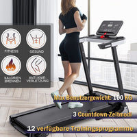 Dripex Elektrisches Laufband Klappbar 2.0HP Motor bis 12 Km/h USB MP3 Bluetooth LED Display Große