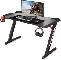 Dripex Gaming Tisch 113 cm Gaming Schreibtisch Gaming Computertisch PC Schreibtisch Gamer mit Getränkehalter und Kopfhörerhalter