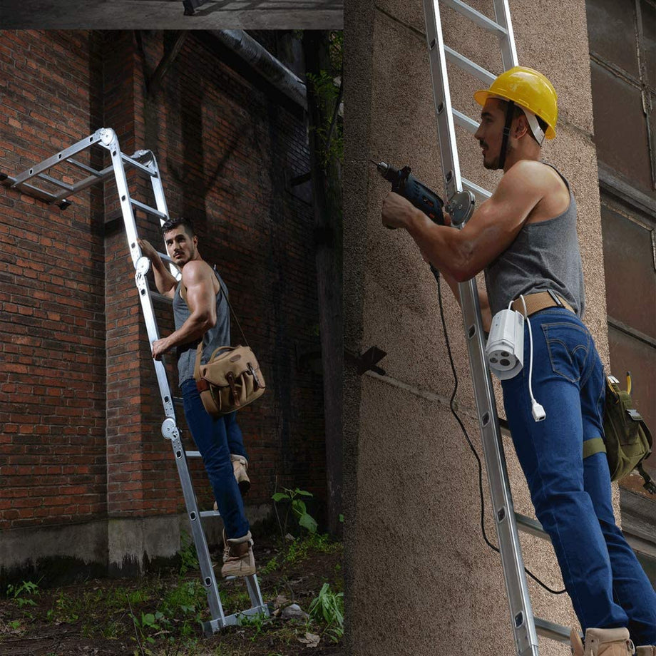 Dripex Leiter Mehrzweckleiter Klappleiter【robust】Stehleiter Gerüstplattform Doppelleiter Merhzweck Anlegeleiter Klappleiter Aluleiter Haushaltsleiter Tragfähigkeit bis 150kg(4x4 Stufen. 4,7 mete)