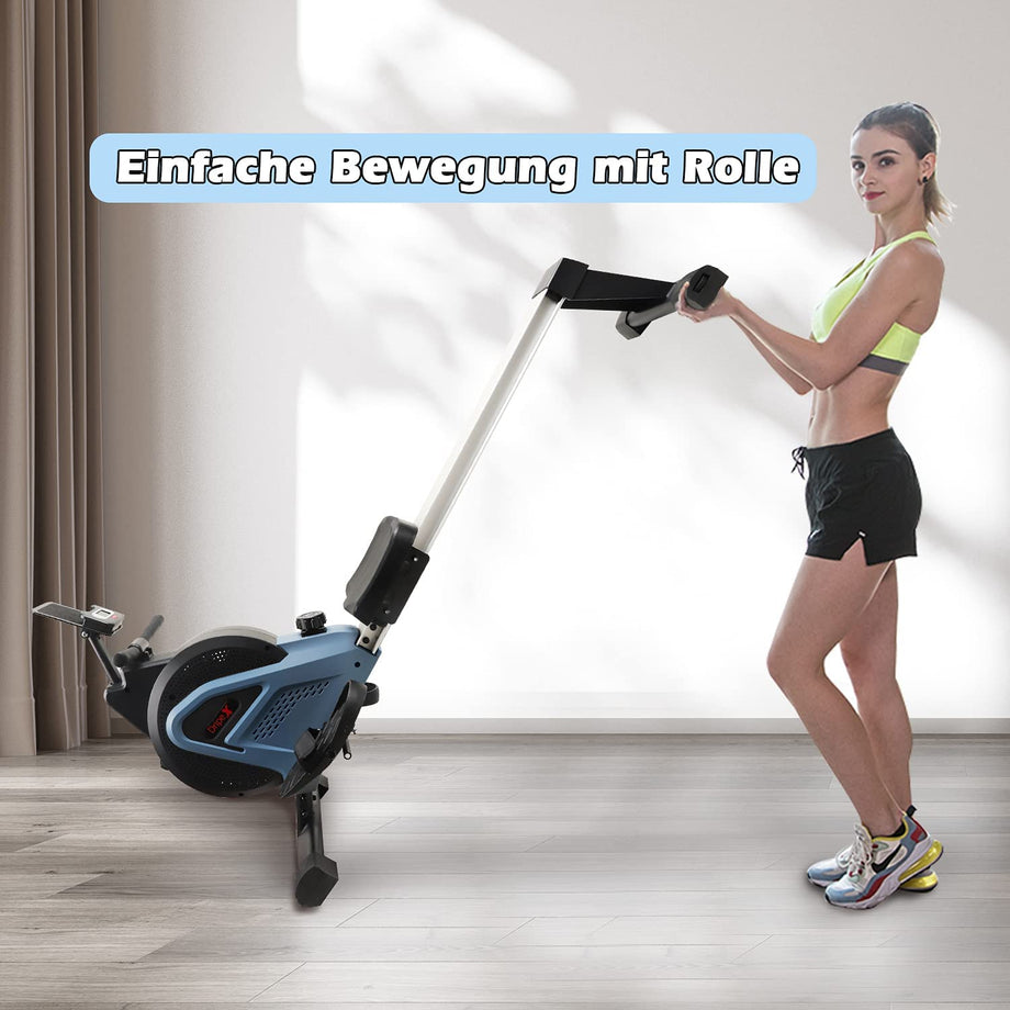 Dripex Rudergerät Magnetbremssystem für Heimgym & Cardio-Training, Rowing Machine mit Aluminium Gleitschiene, Rudermaschine16 stufige Widerstand & LCD-Monitor 2021 Version Rower