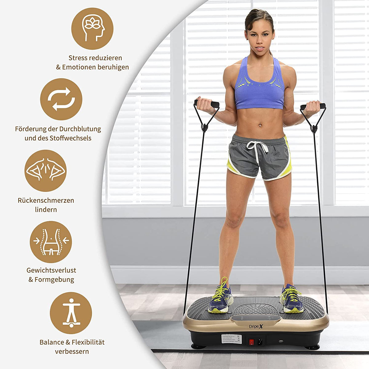 Dripex Vibrationsplatte, 3D Trainingsgert mit 99 Vibrationsstufen, 5 Dripex -DE Dripex Vibrationsplatte, 3D Trainingsgert mit 99 Vibrationsstufen, 5 Dripex -DE