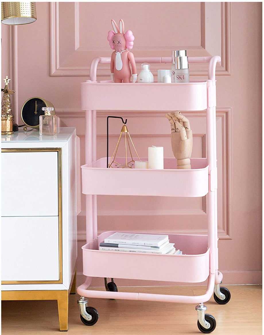 Dripex Rollwagen Küchen Organizer 3-stöckiger Servierwagen Küchenwagen Storage Trolley Cart Küchenregal Allzweckwagen Allzweckregal