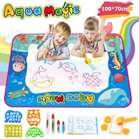 OUNUO wodna mata do malowania wodnego, 100 x 70 cm, 1 rolka malarska, 4 formy do rysowania, 4 pisaki, 3 stemple, 2 gąbki, 1 książka obrazów, mata do rysowania wodnego