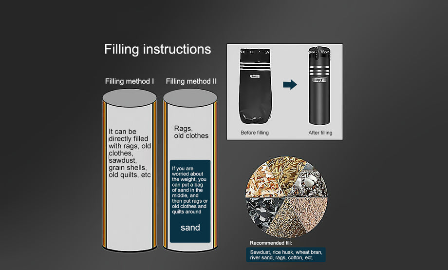 Boxsack Set Ungefüllt Sandsack Boxpartner BoxenSet mit Drehwirbel Stahlkette