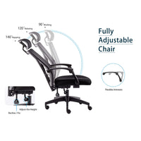 Dripex Bürostuhl Ergonomischer Stuhl mit 140 ° Verstellbarer Schreibtischstuhl Computerstuhl mit Kopfstütze und Lordosenstütze