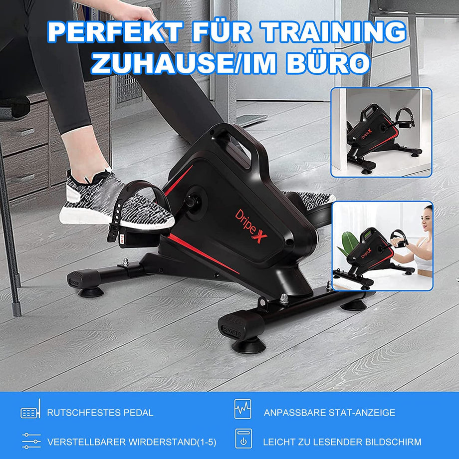 Dripex Minibike Heimtrainer, Mini-Fitnessbike mit einstellbarem magnetischem Widerstand, Arm-und Beintrainer für Senioren，Mini-Fahrrad mit LCD-Monitor, Pedaltrainer zuhause und im Büro