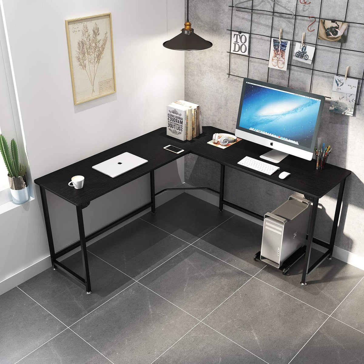 L-förmiger Gaming-Schreibtisch | Eckschreibtisch Schwarz Mit Regal | Modern & Stabil | Merwill