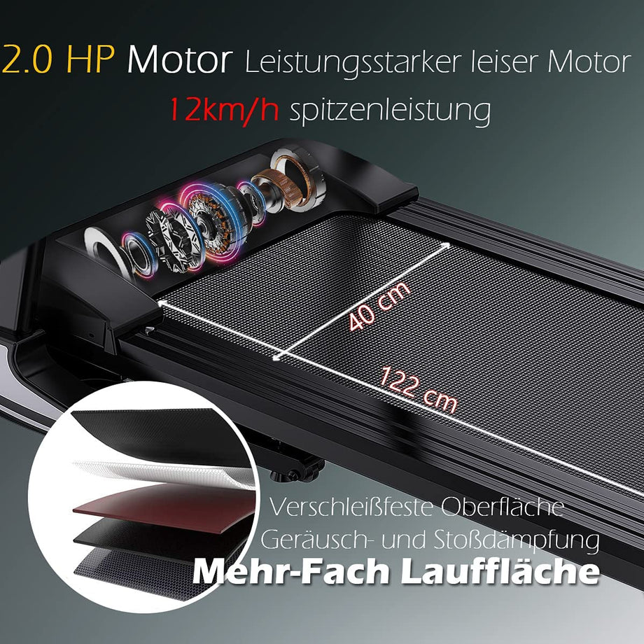 Dripex Elektrisches Laufband Klappbar 2.0HP Motor USB MP3 Bluetooth LED Display