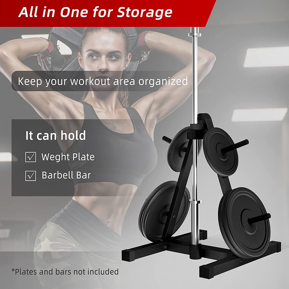 Dripex Hantelscheibenständer, Scheibenständer Für Standard 30mm Bohrung, Stangenhalter mit 4 Stangen, Belastbar bis 136 kg