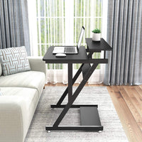 Dripex Schreibtisch Dunkelbraun Computertisch Stabiler Z-förmiger Arbeitstisch PC Laptop Tisch Home Office mit Ablage 70 x 60 x 79CM