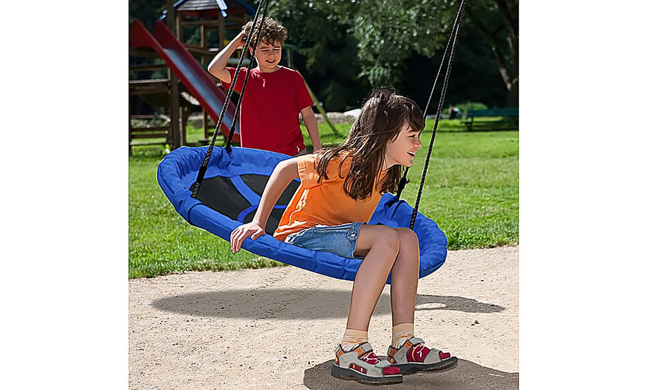 YOLEO Nestschaukel Kinderschaukel Gartenschaukel Tellerschaukel Rundschaukel Mehrkindschaukel für Draußen, Oxford, Blau, bis 150 kg, 100 cm