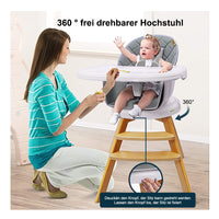 YOLEO 360 Degree Rotating High Chair Wooden Children's High Chair