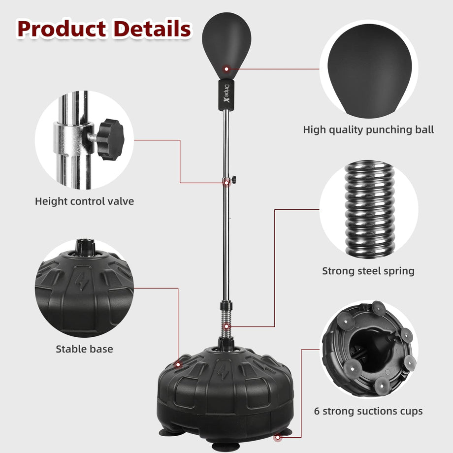 Dripex Fitness Boxsack Punchingball Set Boxtraining Höhenverstellbarer Standbox Speed-Ball Standboxball mit Boxhandschuhen