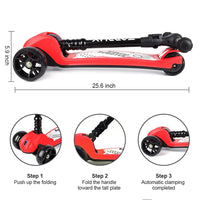 TONBUX Roller Kinder 3-10 Jahre, Faltbarer Kinderroller mit 4 Verstellbarer Höhe, 3 Blinkenden Rädern und Rutschfestem Deck für Jungen und Mädchen, bis zu 50 kg