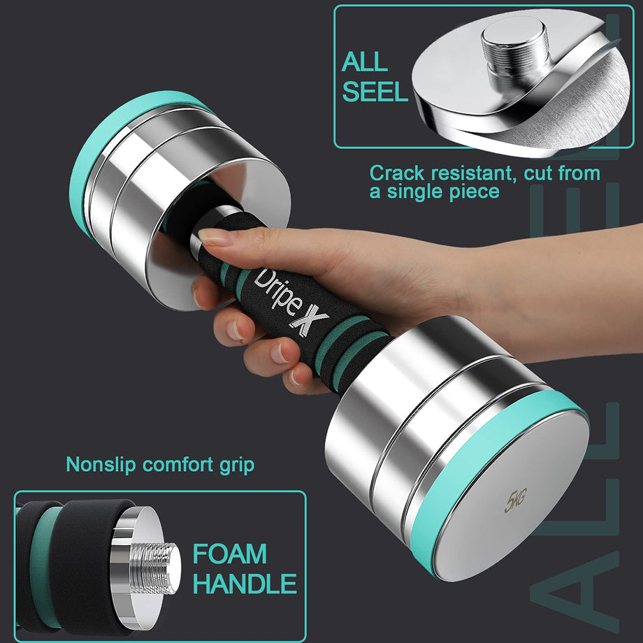 Dripex Hanteln Set Kurzhanteln 2er Set aus Stahl Verstellbare Hanteln Set mit Schaumstoff-Griff für Männer und Frauen, Fitness Hanteln für Zuhause