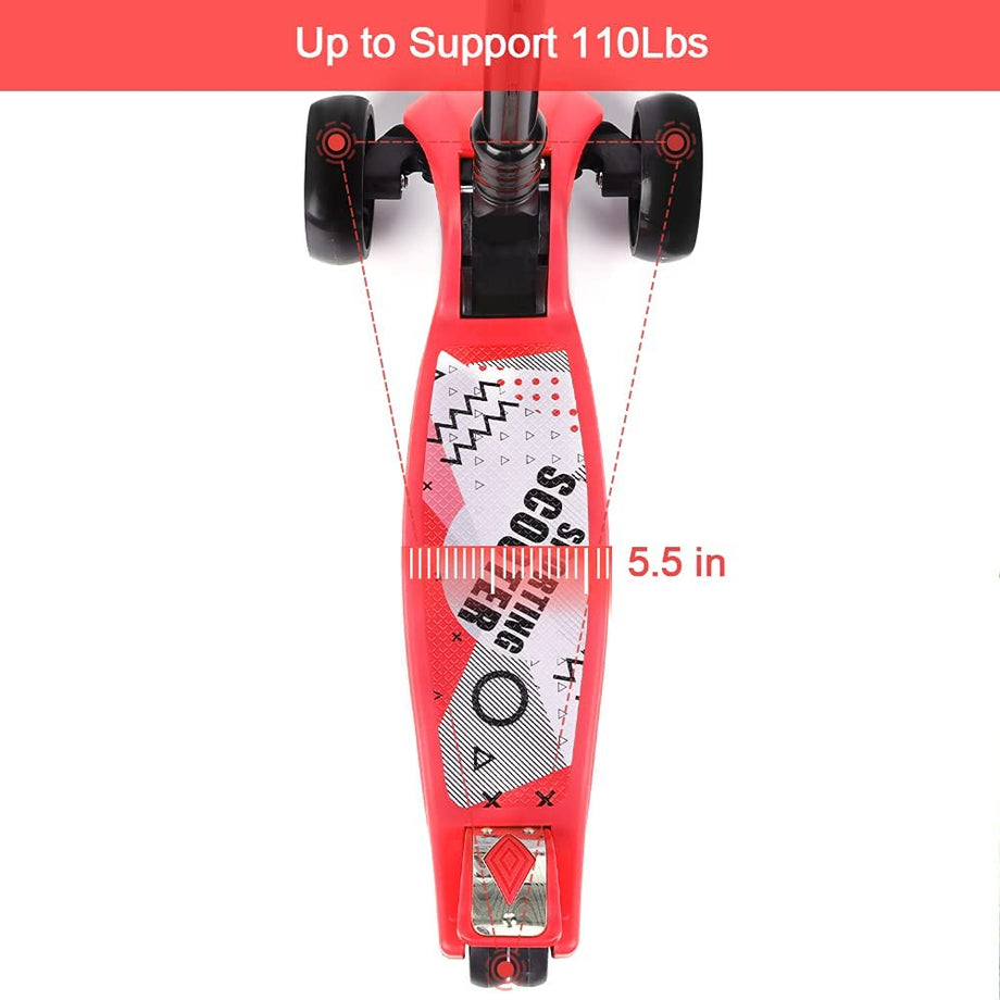 TONBUX Roller Kinder 3-10 Jahre, Faltbarer Kinderroller mit 4 Verstellbarer Höhe, 3 Blinkenden Rädern und Rutschfestem Deck für Jungen und Mädchen, bis zu 50 kg