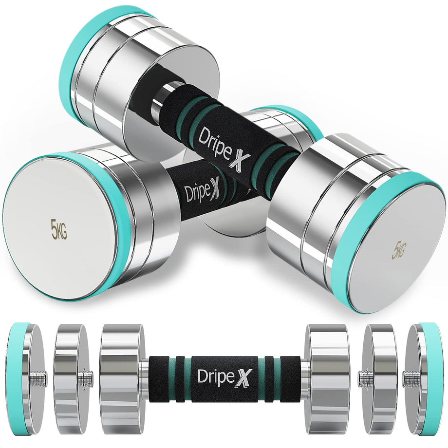 Dripex Hanteln Set Kurzhanteln 2er Set aus Stahl Verstellbare Hanteln Set mit Schaumstoff-Griff für Männer und Frauen, Fitness Hanteln für Zuhause